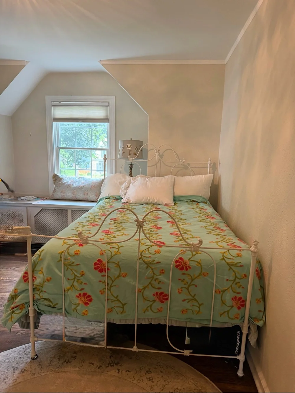 Floral Embroidered Light Blue/Green Anne Selke Pinecone Hill duvet—Full/Queen